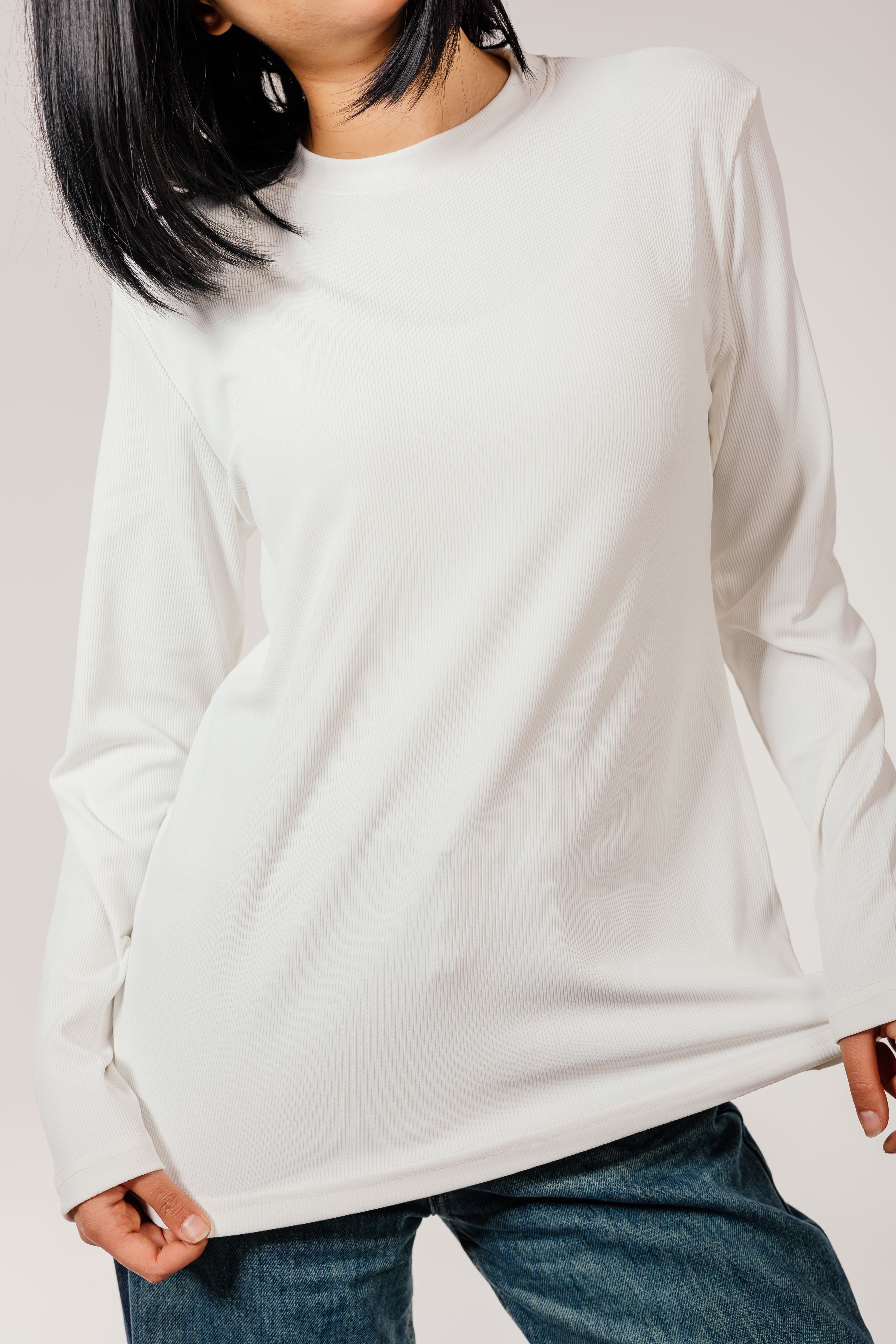 Off white Cotton Long Sleeve Top