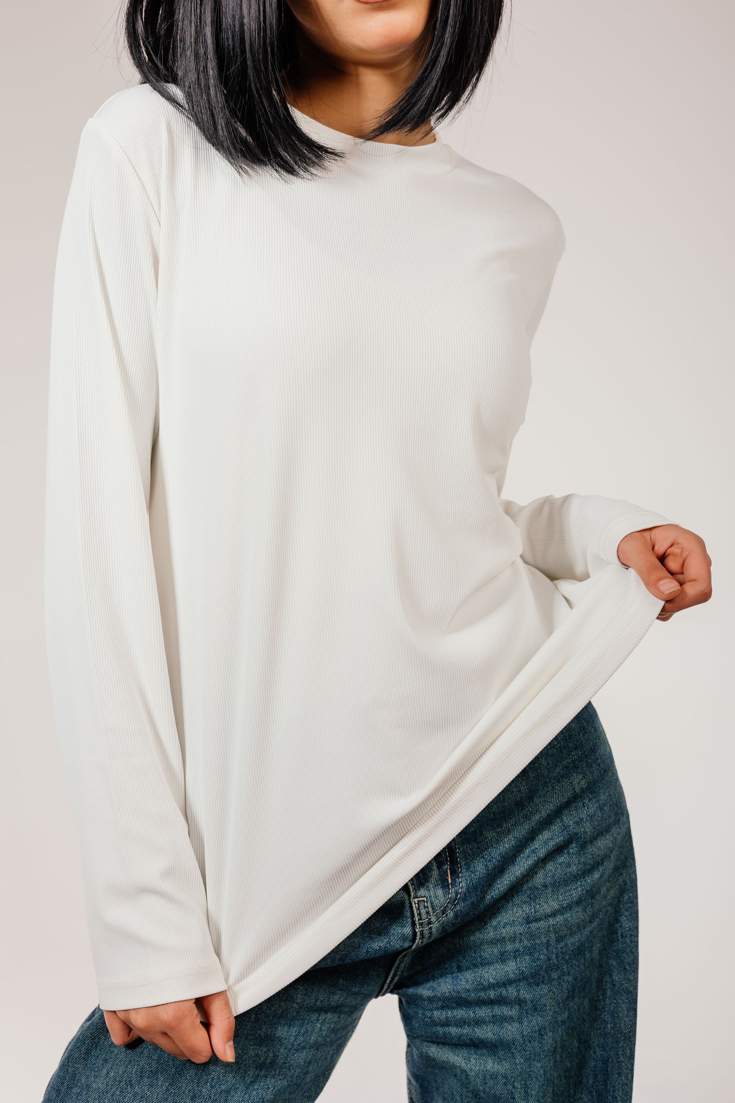 Off white Cotton Long Sleeve Top