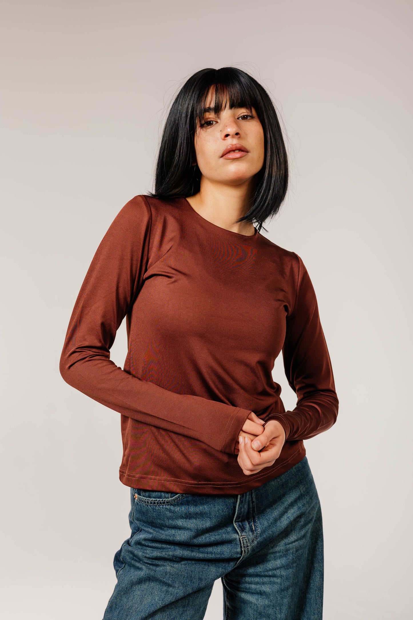 Brown Long Sleeve Top