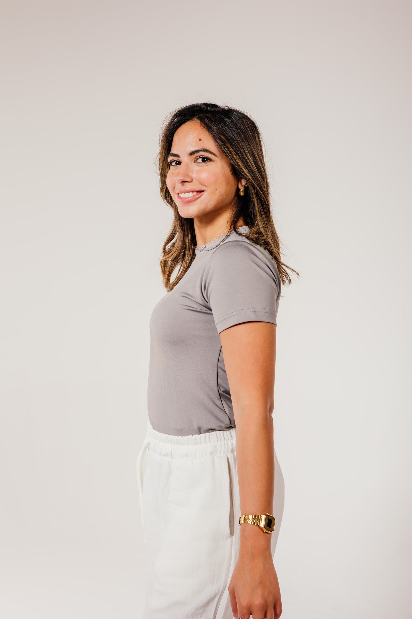 Gray Short Sleeve Top