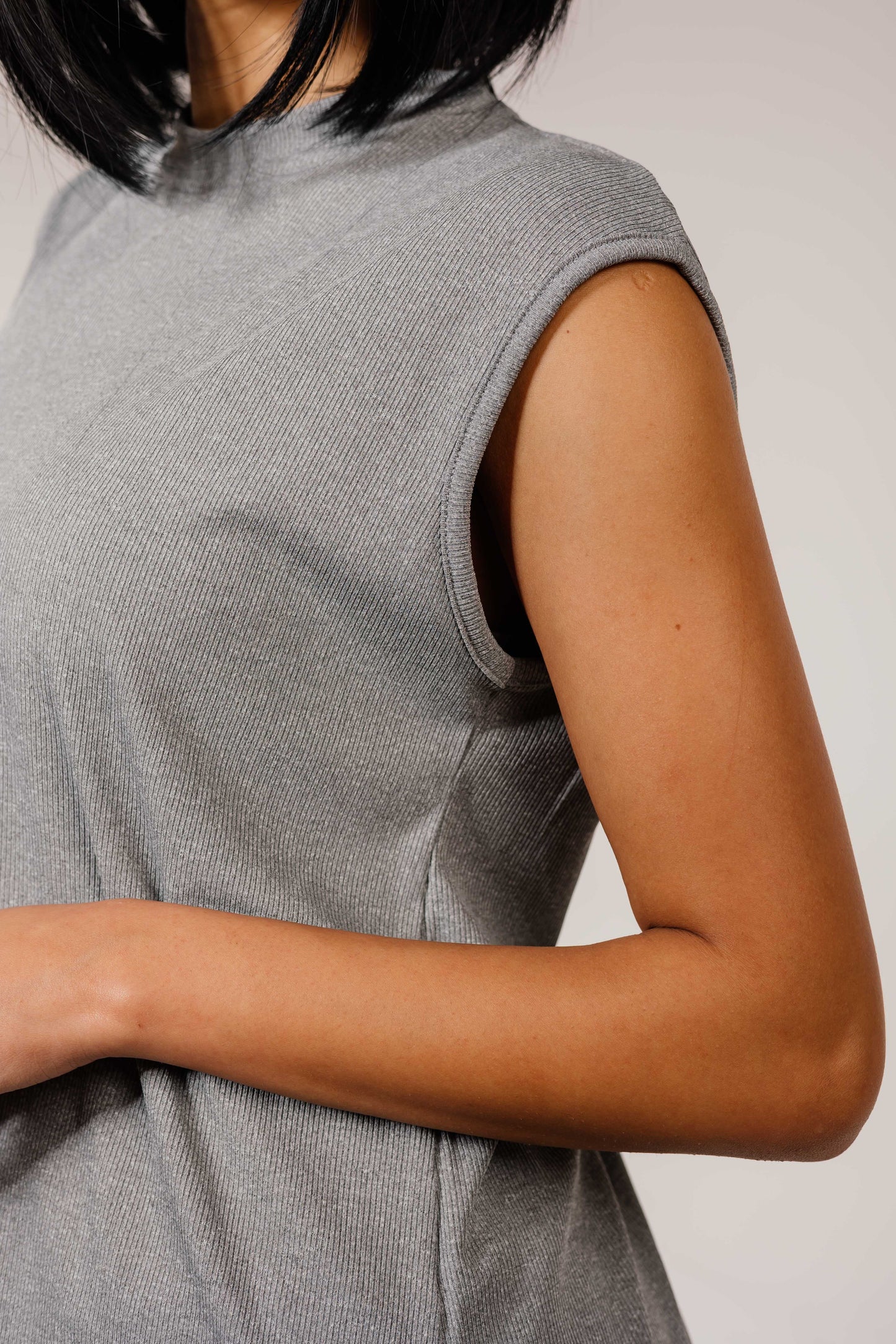 Gray Sleeveless Cotton Top