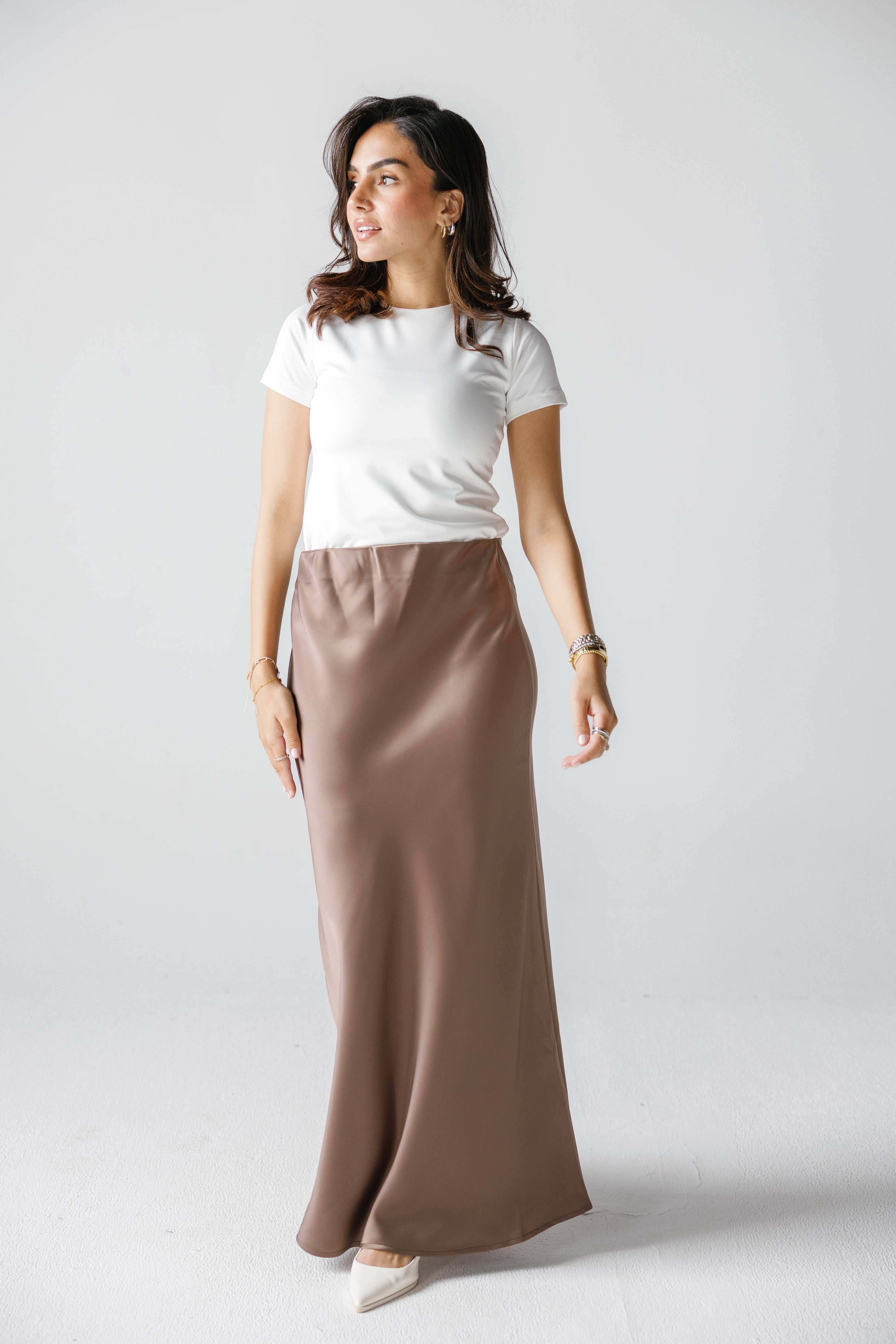 Ivy Satin Skirt (Brown)