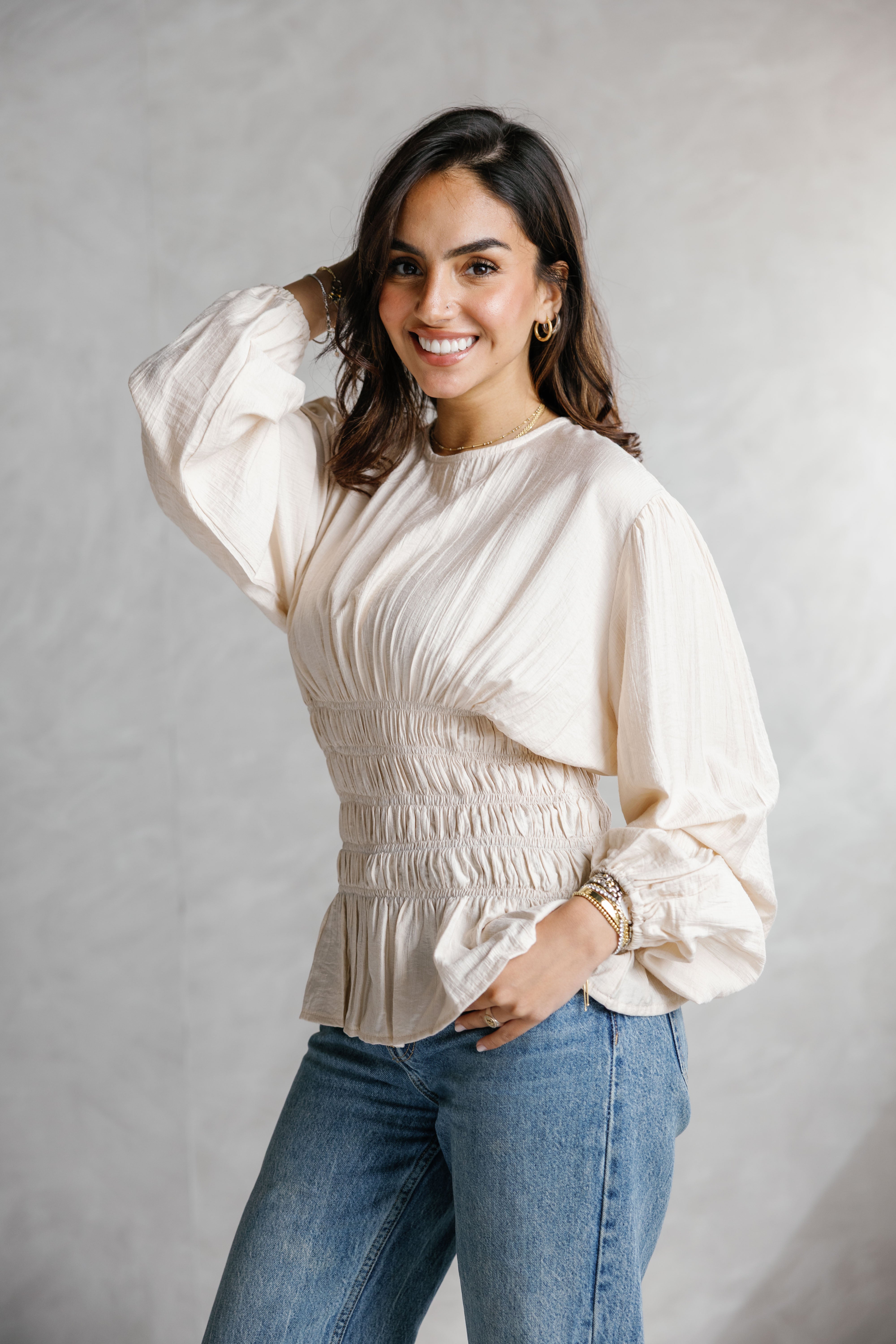 Mila Blouse ( Beige)