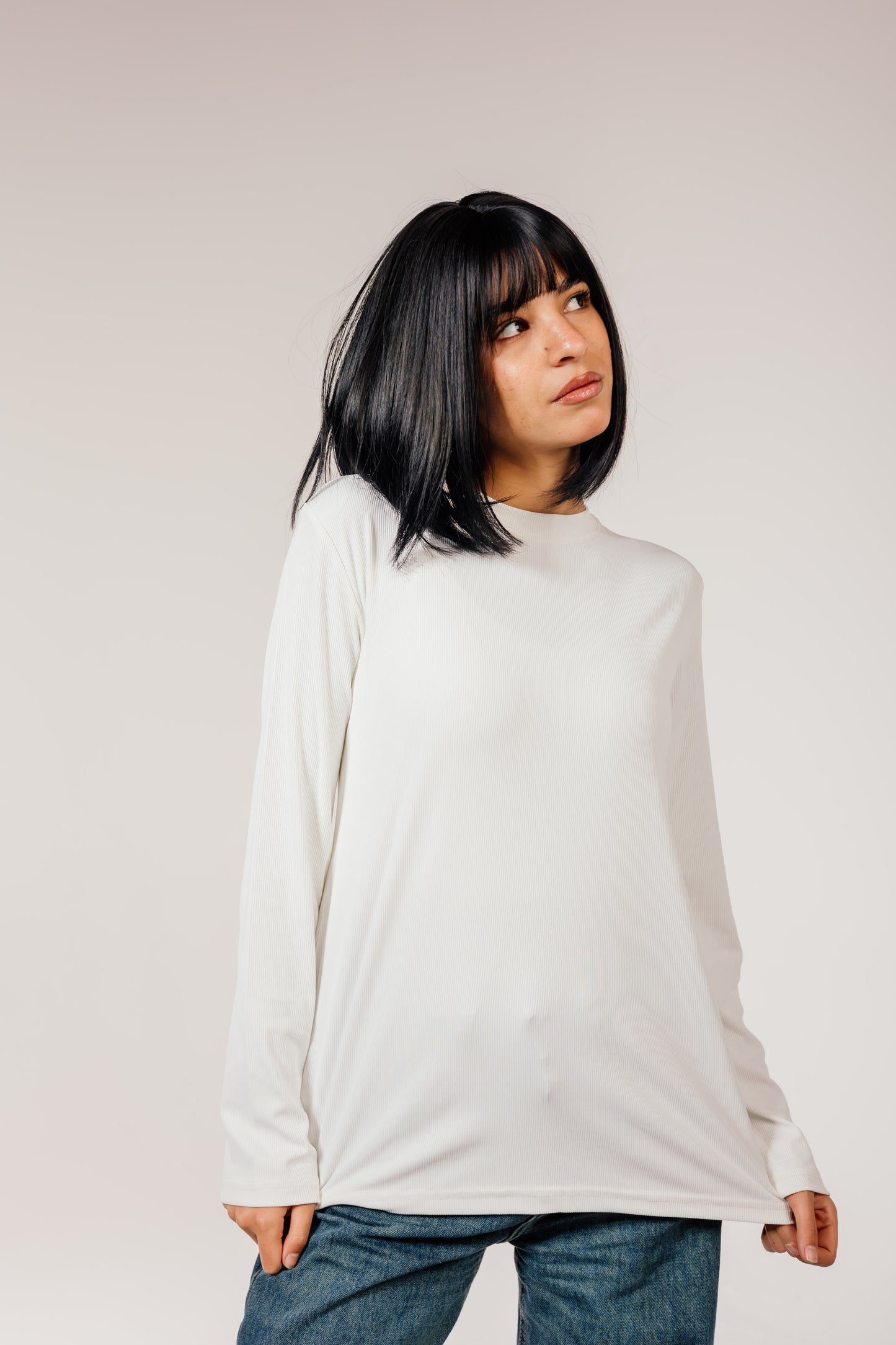 Off white Cotton Long Sleeve Top