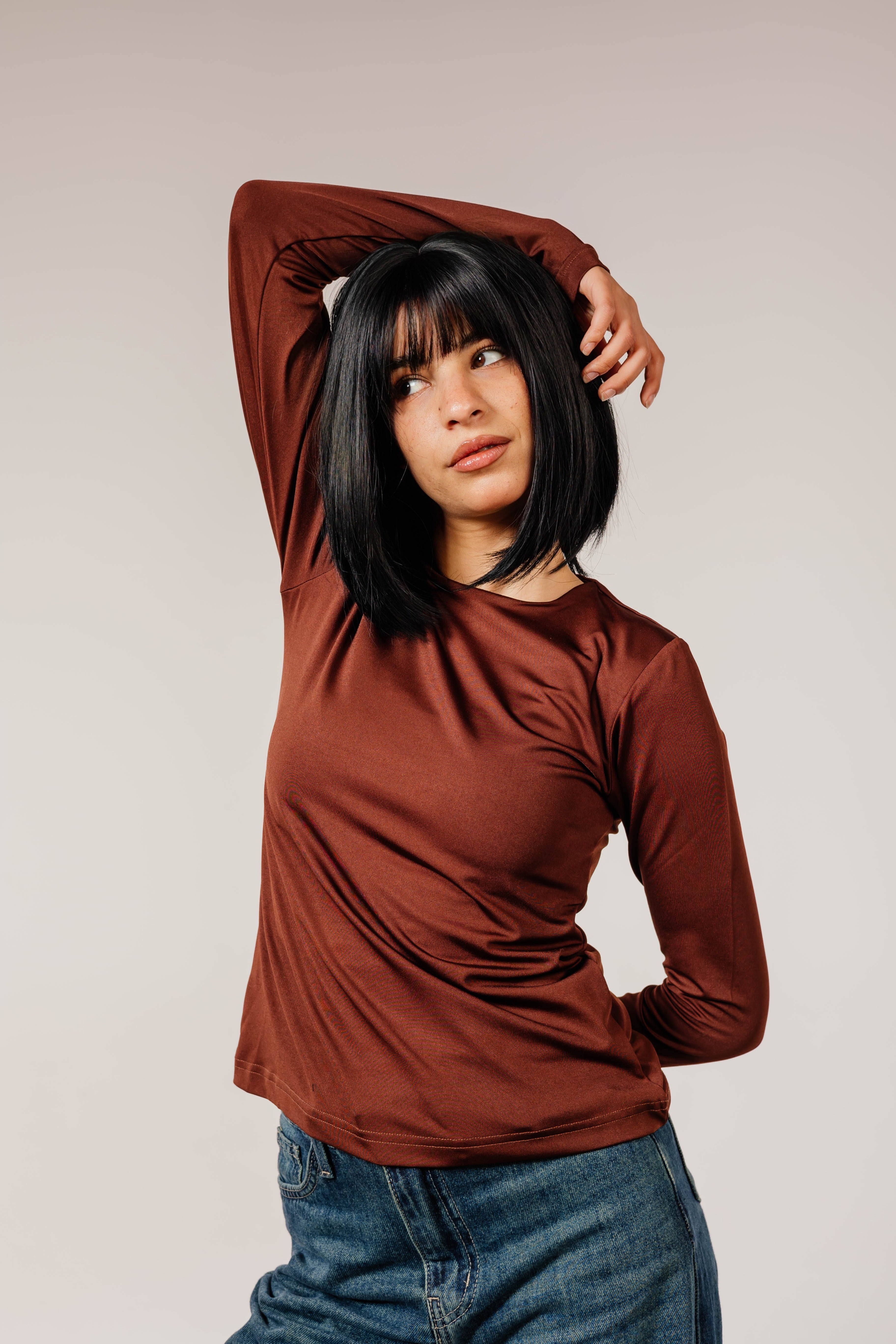 Brown Long Sleeve Top