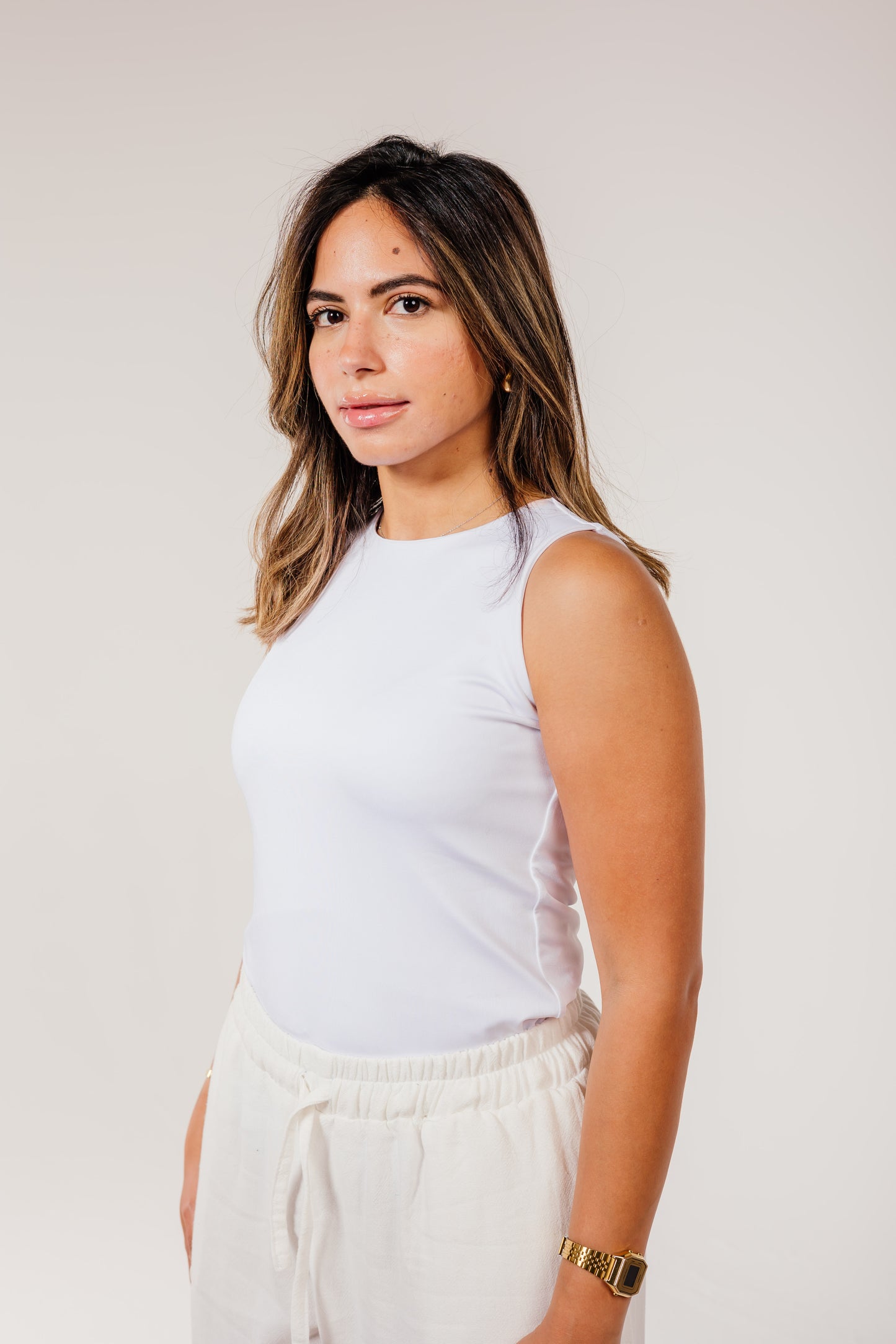 White Sleeveless Top