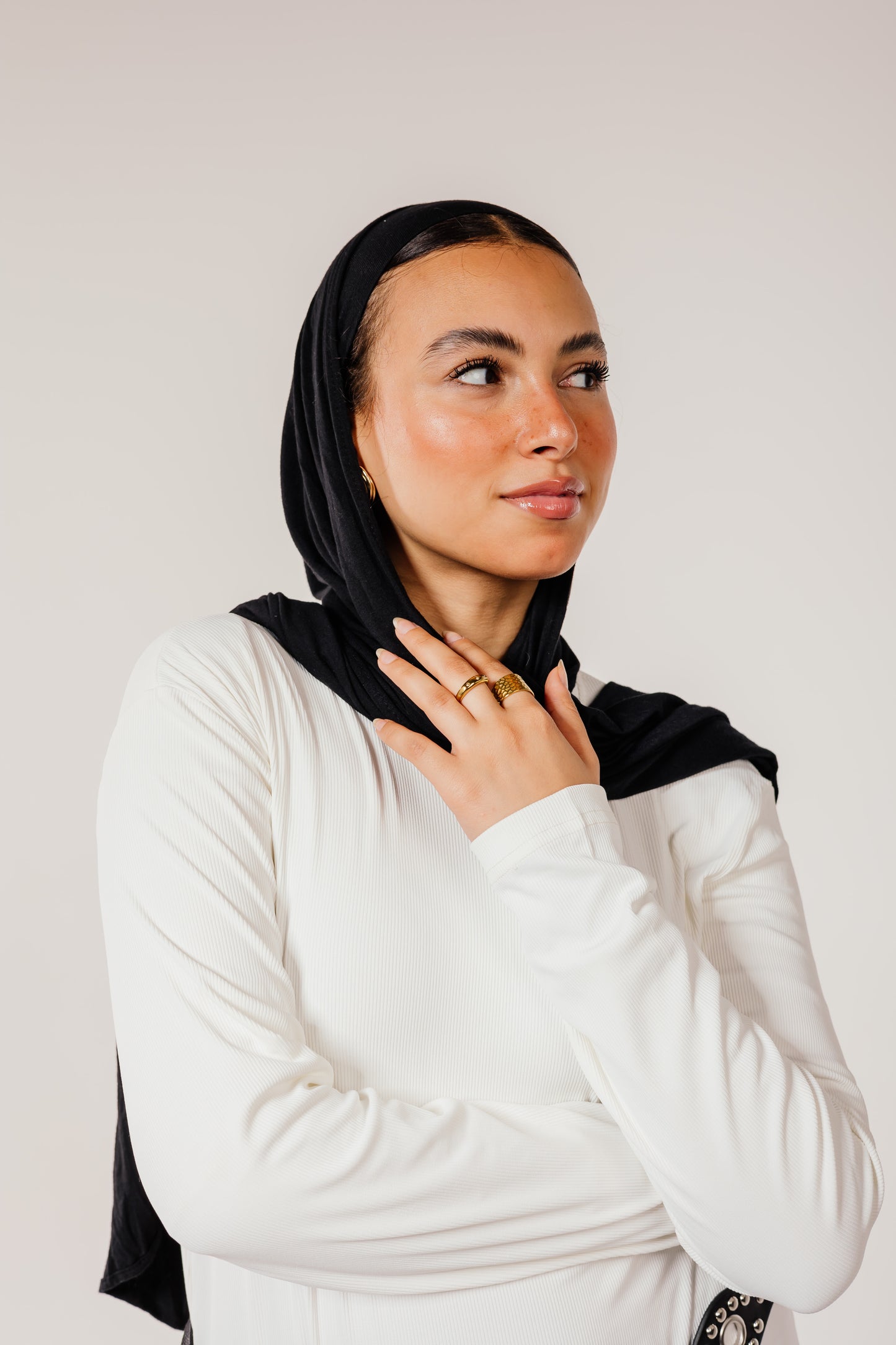 White Long Sleeve Basic Dress