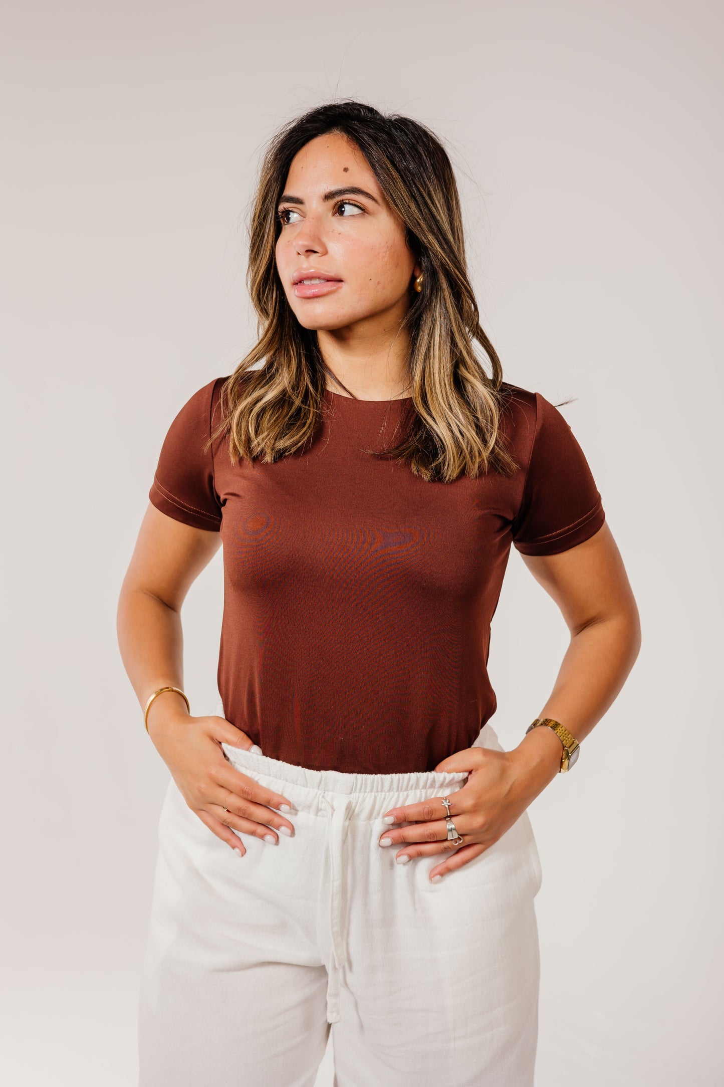 Brown Short Sleeve Top