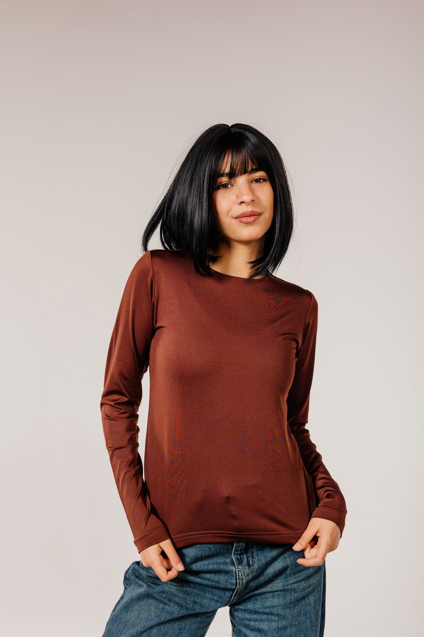 Brown Long Sleeve Top