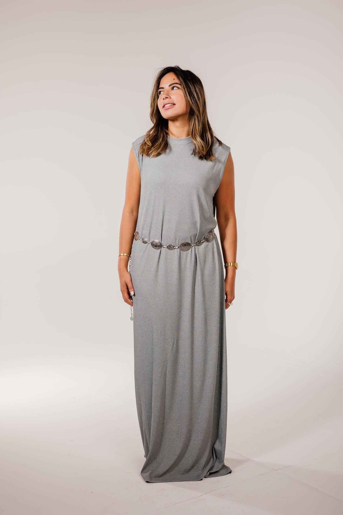 Gray Sleeveless Basic Dress