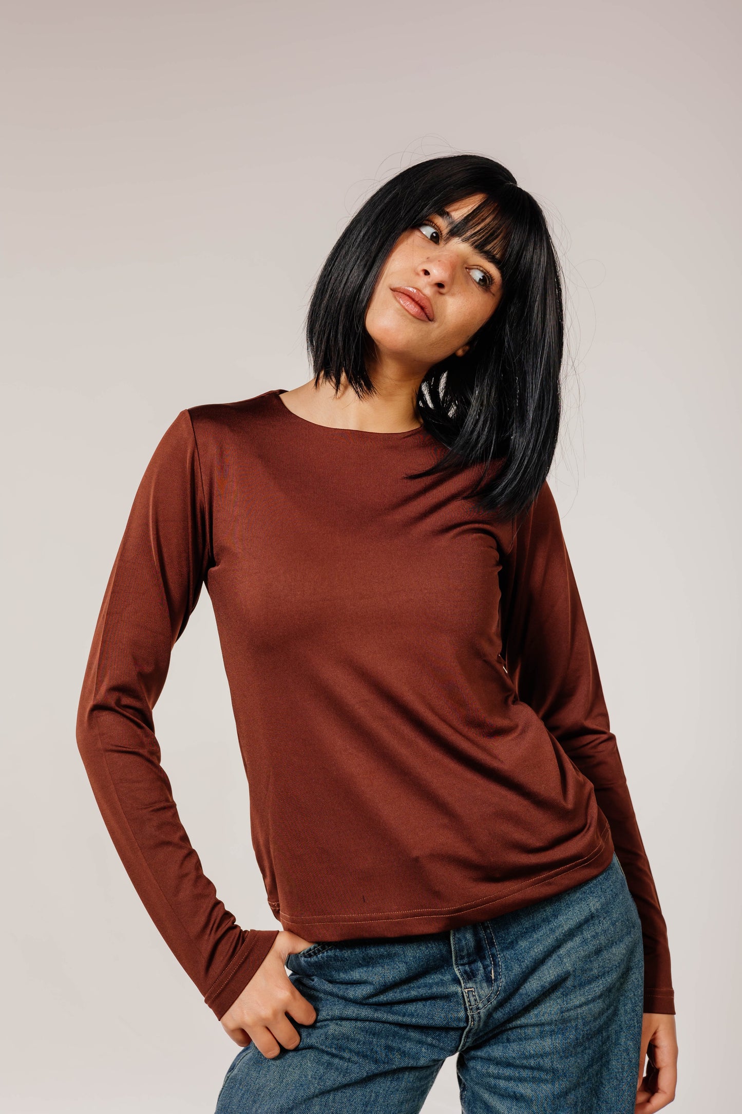 Brown Long Sleeve Top