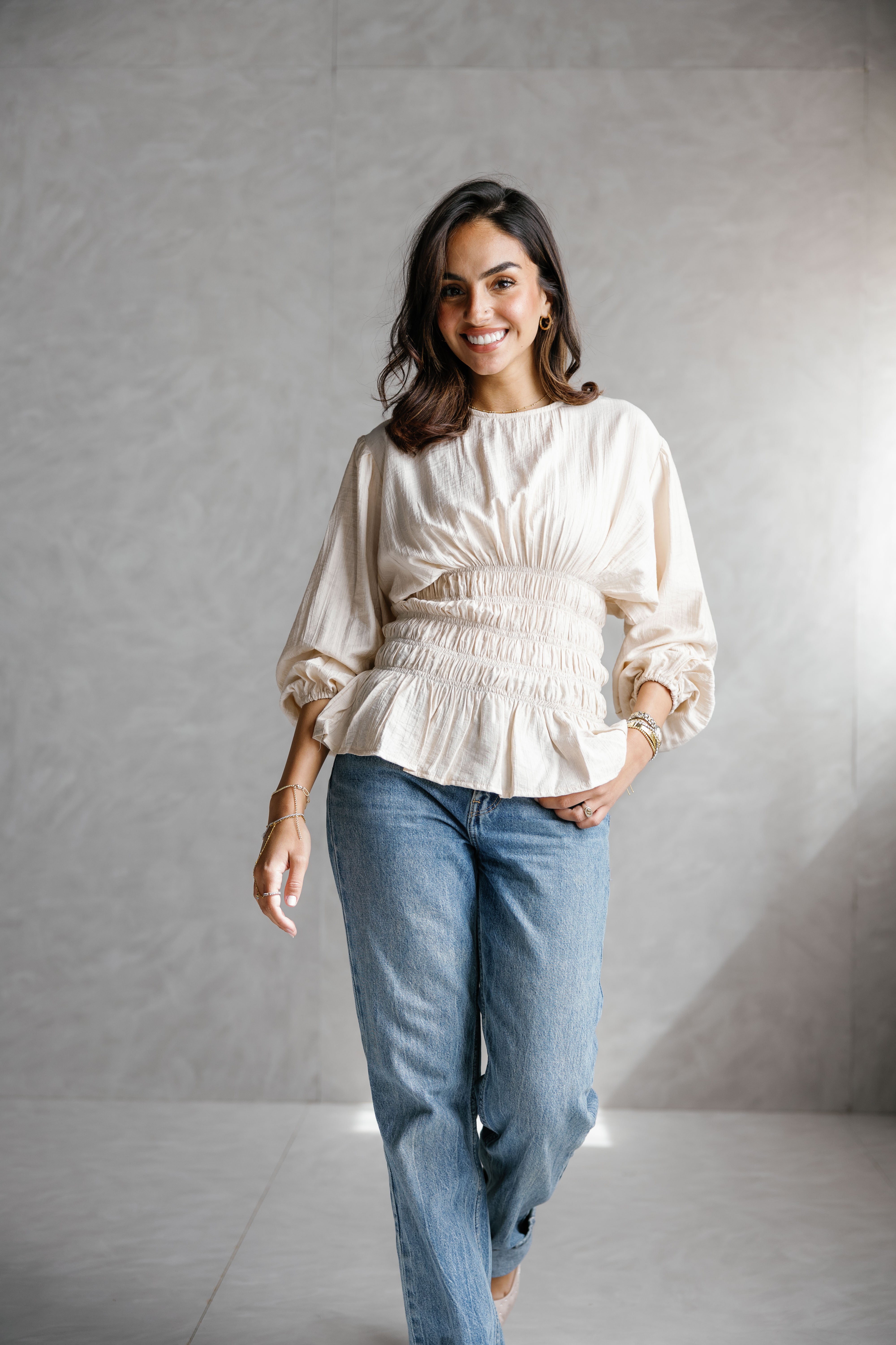 Mila Blouse ( Beige)