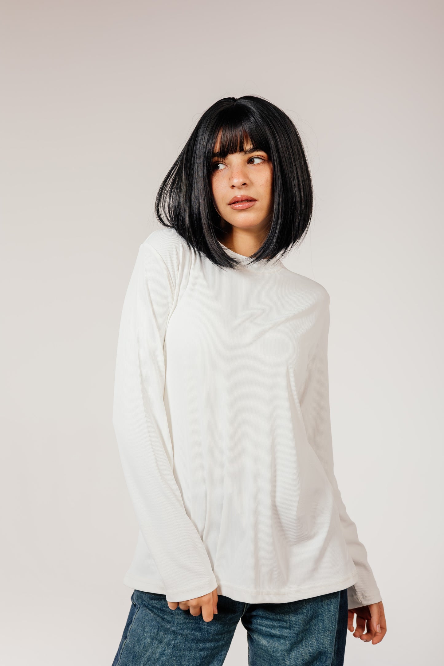 Off white Cotton Long Sleeve Top