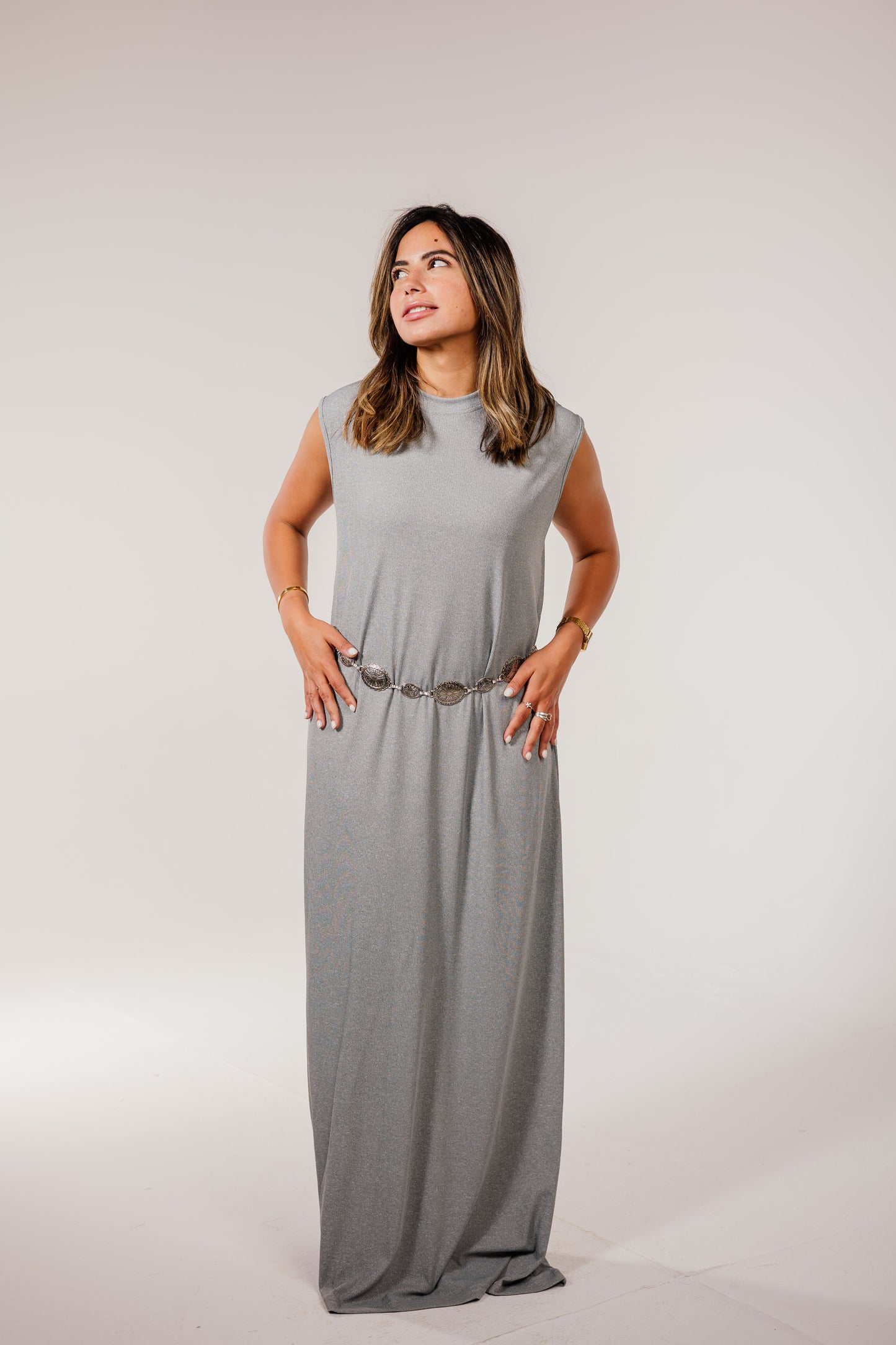 Gray Sleeveless Basic Dress