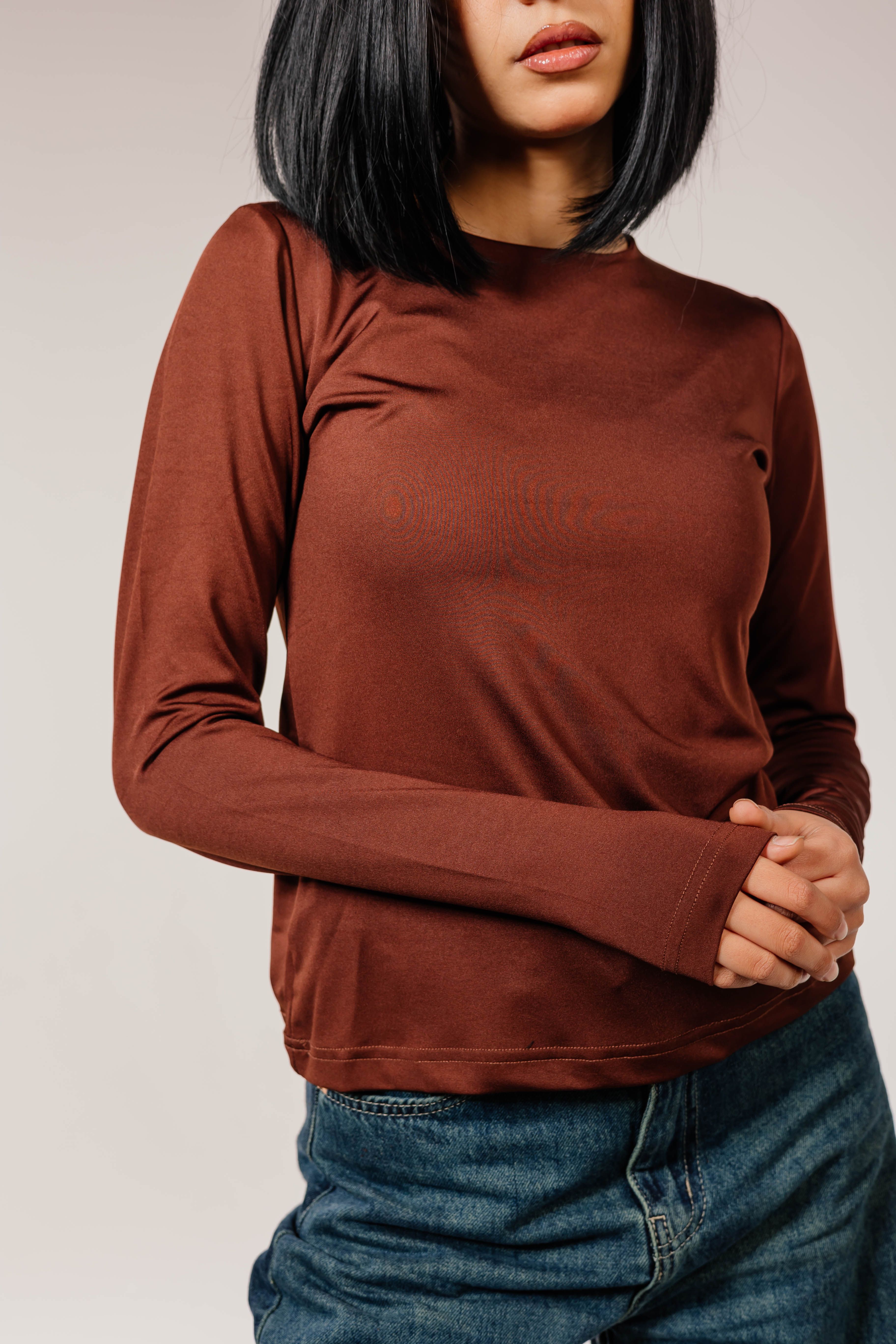 Brown Long Sleeve Top