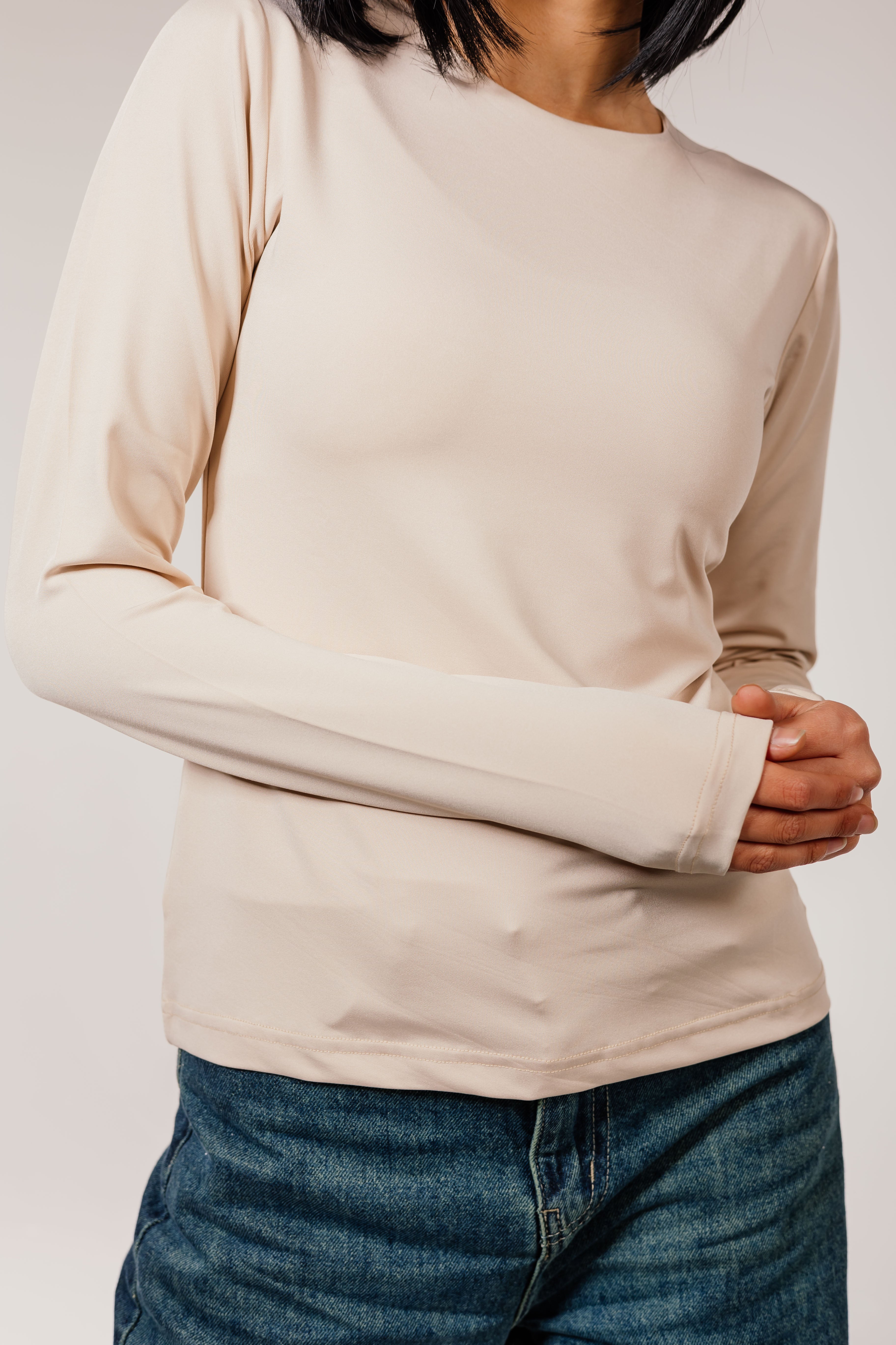 Beige Long Sleeve Top