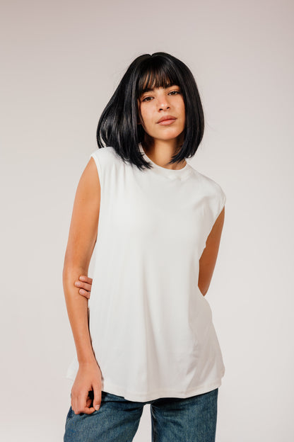 White Sleeveless Cotton Top