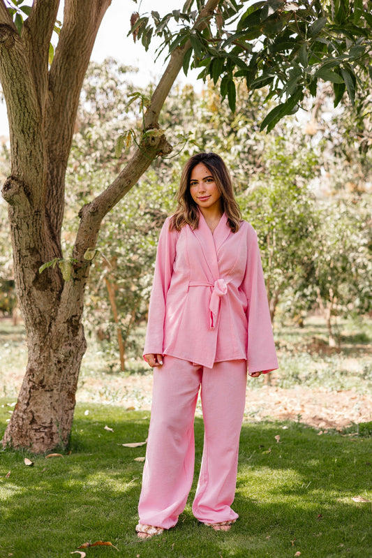 Puffy Set Baby Pink  ( Linen )
