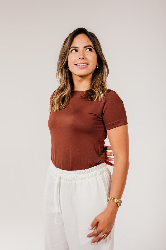 Brown Short Sleeve Top
