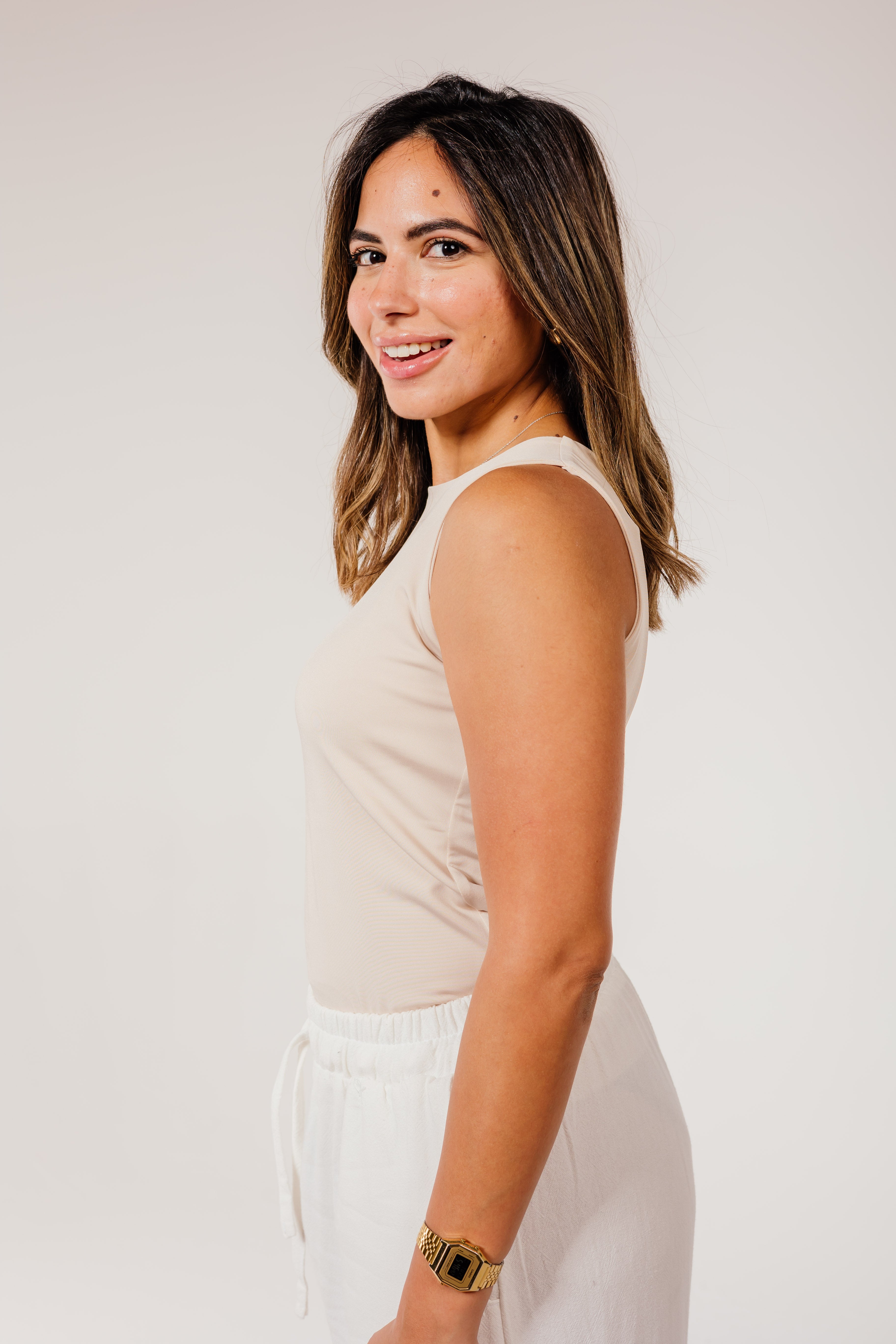 Beige Sleeveless Top