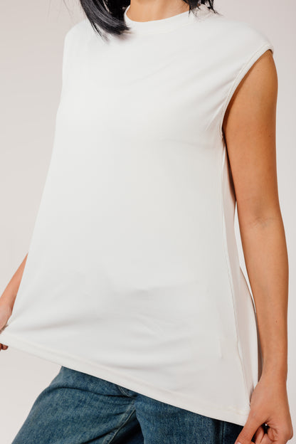 White Sleeveless Cotton Top
