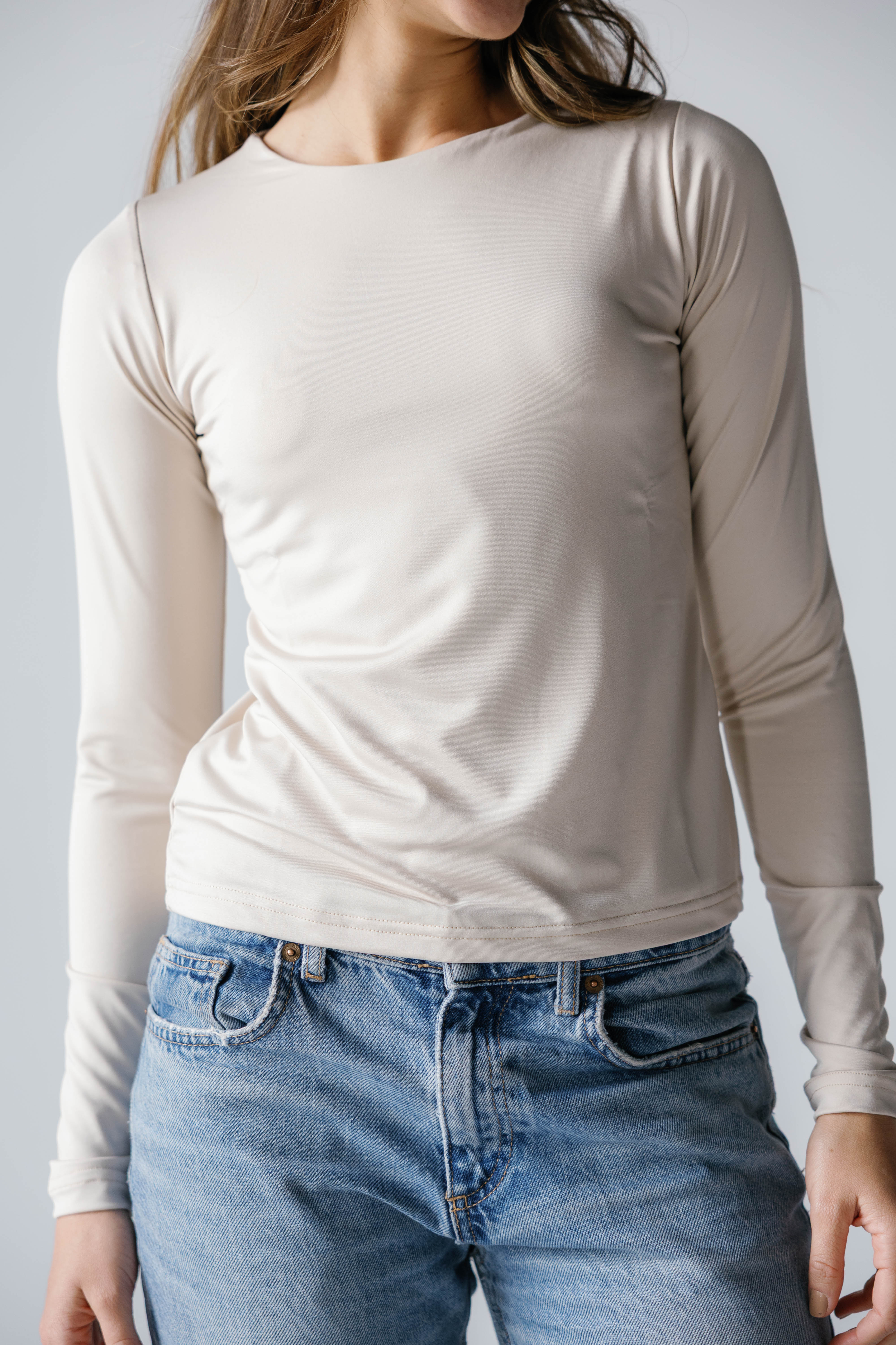 Beige Long Sleeve Top