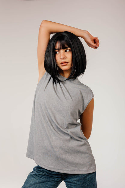 Gray Sleeveless Cotton Top