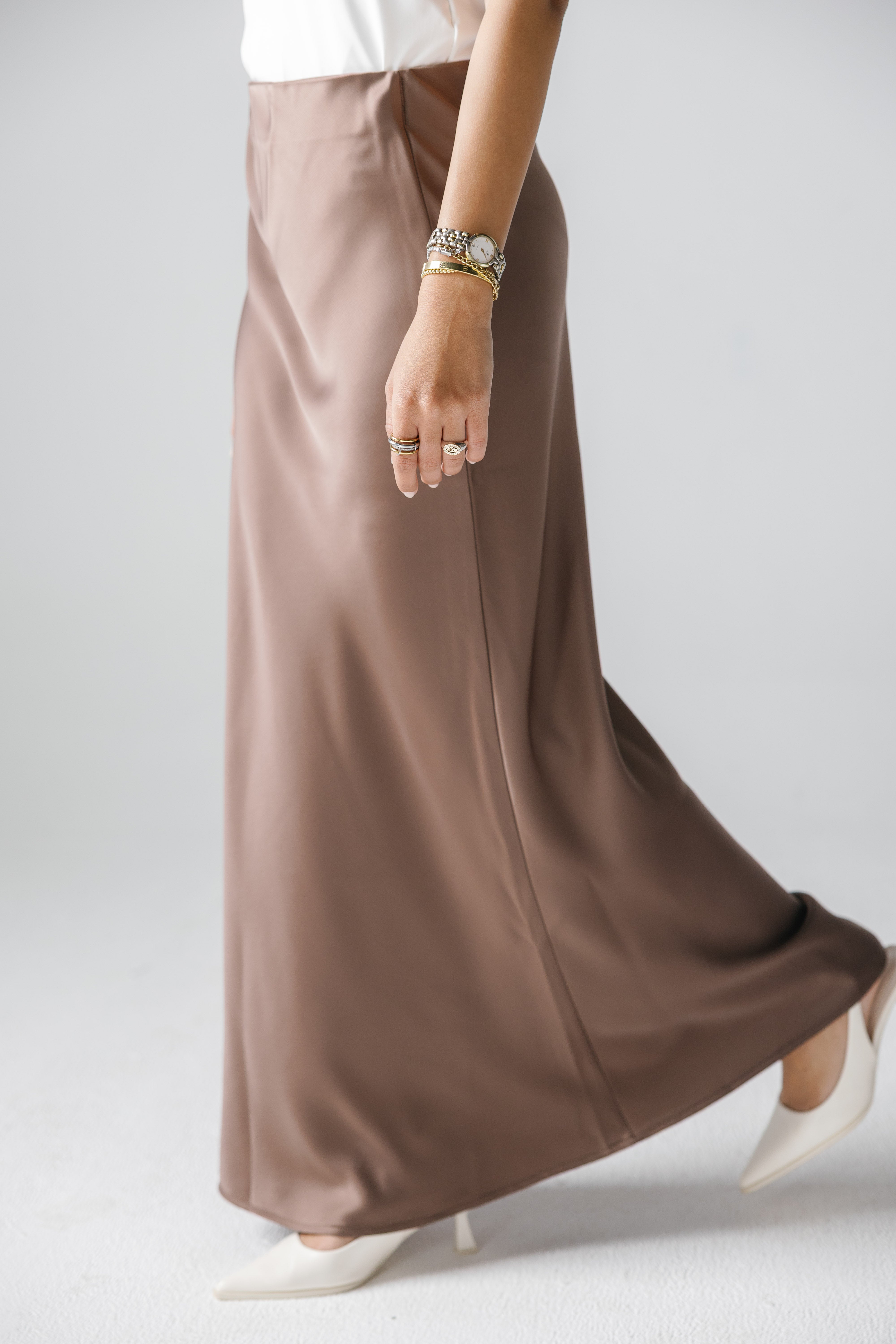 Ivy Satin Skirt (Brown)